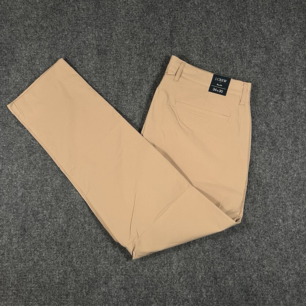 NEW J. Crew Khaki Flex Tech Stretch Pants Mens SZ 34W x 30L Slim AA712